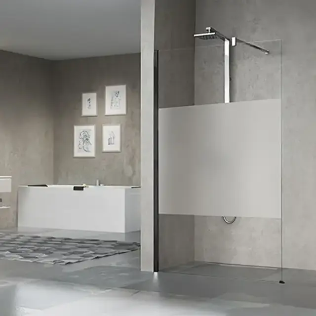 Novellini Giada H Душевое ограждение 137-138.5х205см., с свободным входом, с настенным кронштейном, стекло прозрачное, цвет: черный матовый