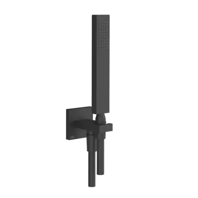 Gessi Rettangolo Душевой комплект: вывод на 1/2”, держатель, шланг 1,5м и душевая лейка, цвет: Black XL