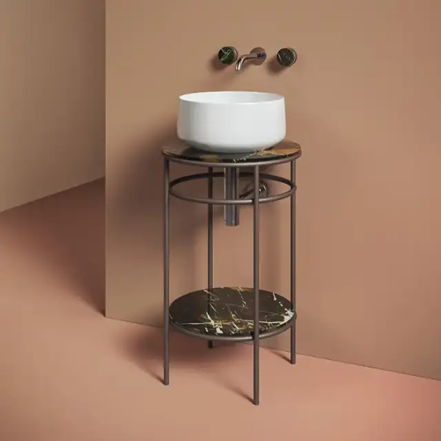 Artceram Vogue Металическая структура Ø44хh72,5см., напольная, с  раковиной, с мраморной столешницей и полочкой, цвет: moka/белый
