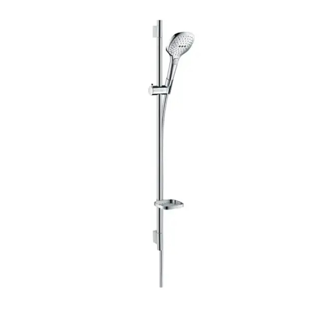 Hansgrohe Raindance Select E Душевой набор: штанга 90см., ручной душ 120, 3jet (Rain, RainAir, WhirlAir), EcoSmart, мыльница, шланг, цвет: белый/хром