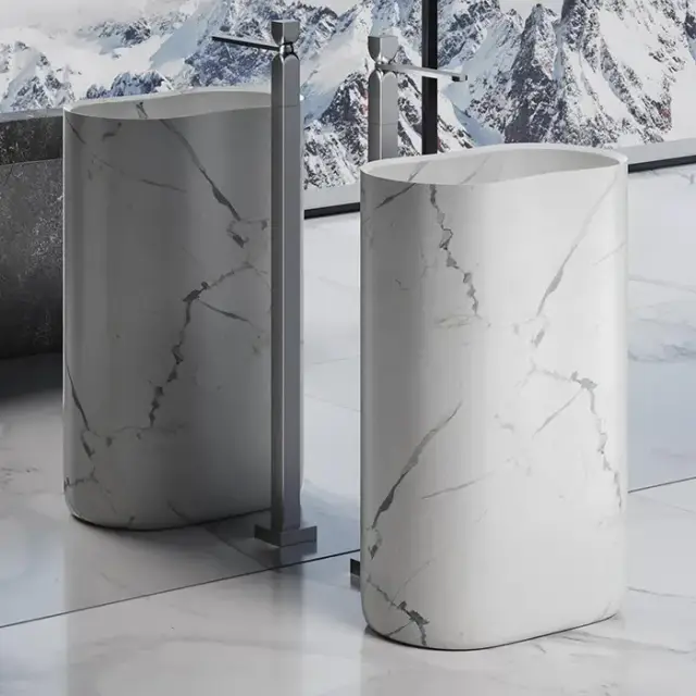 Dea Design Marble Torino Раковина 56.3х36.7х90см., напольная, без отв., мрамор, цвет: Statuario White