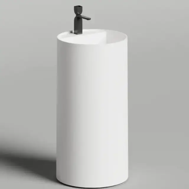 Salini Armonia Round Top 01  Раковина напольная 45х45х90см., с 1 отв., мат-л: S-Stone, цвет: белый матовый