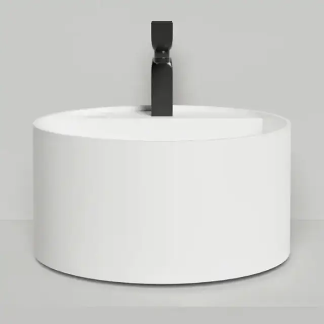 Salini Armonia Round Top 02 Раковина накладная 45х45х25см., с 1 отв. мат-л: S-Stone, цвет: белый  матовый