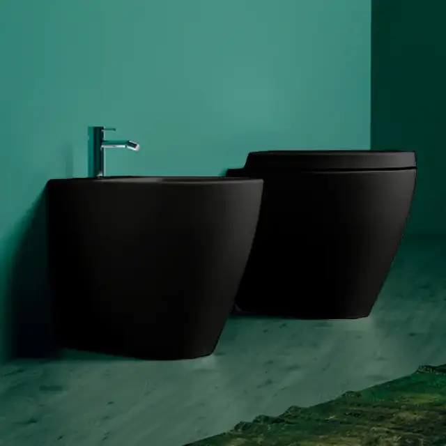 Simas Lft Spazio биде приставное 53х34см, с 1 отв. под смеситель, цвет: черный