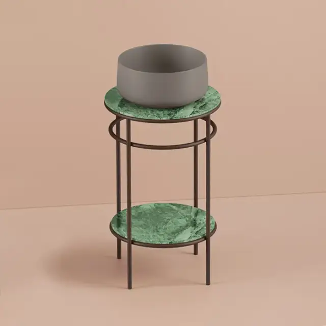 Artceram Vogue Металлическая структура Ø44хh72,5см, напольная,  с раковиной, с мраморной столешницей и полочкой, цвет: moka/tortora