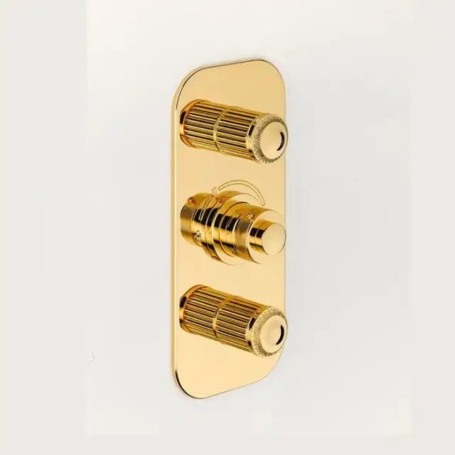 THG Malmaison metal Смеситель для душа встраиваемый, термостатический, с 2 запорными вентилями, внешняя часть, цвет: полированное золото