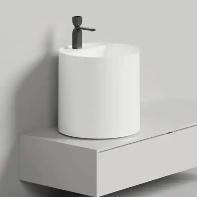 Salini Armonia Round Top 03 Раковина напольная 45х45х450см., с 1 отв., мат-л: S-Stone, цвет: белый матовый