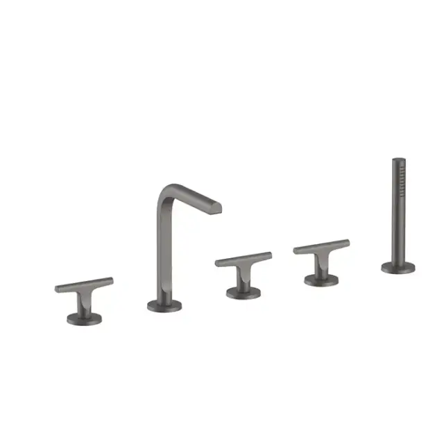 Fantini Sailing Смеситель на борт ванны, 5 отв., с изливом, ручным душем и шлангом 150см., цвет: Matt Gun Metal PVD