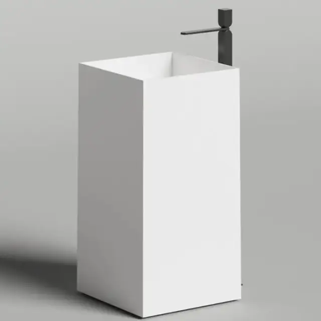 Salini Armonia Square 01 Раковина напольная 45х45х90см., без отв., мат-л: S-Stone, цвет: белый матовый