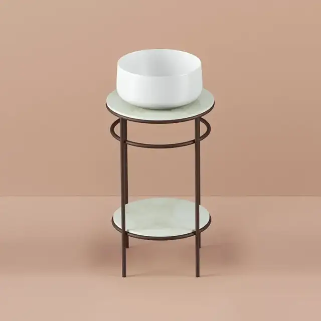 Artceram Vogue Металлическая структура Ø44хh72,5см, напольная, с раковиной, с мраморной столешницей и полочкой, цвет: moka/белый