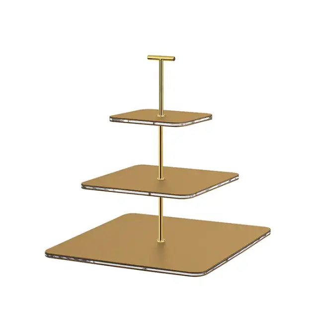 ADJ Сервировочная стойка 30x30xH35см., ручка &quot;Т&quot;, цвет: горчица/фурнитура золото