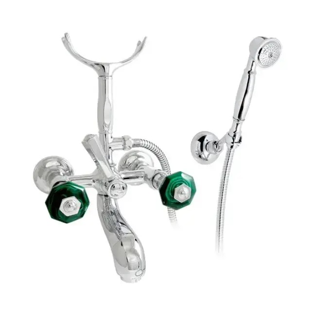 Nicolazzi Teide Chic Смеситель для ванны с 2мя ручками, с переключателем ванна/душ, + комплект руч. душа, цвет: хром