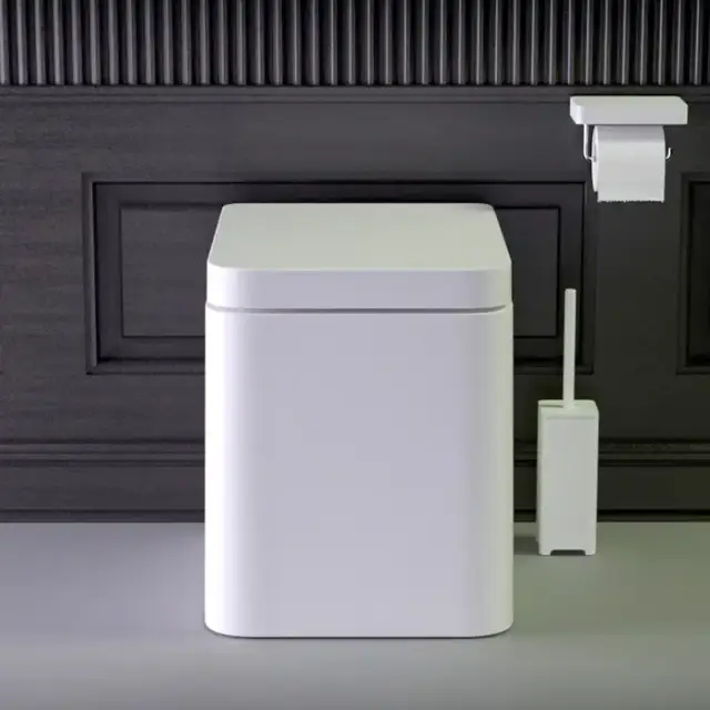 KNIEF Glam Унитаз напольный безободковый 58х39х42 см, с сиденьем микролифт петли хром цвет: белый матовый