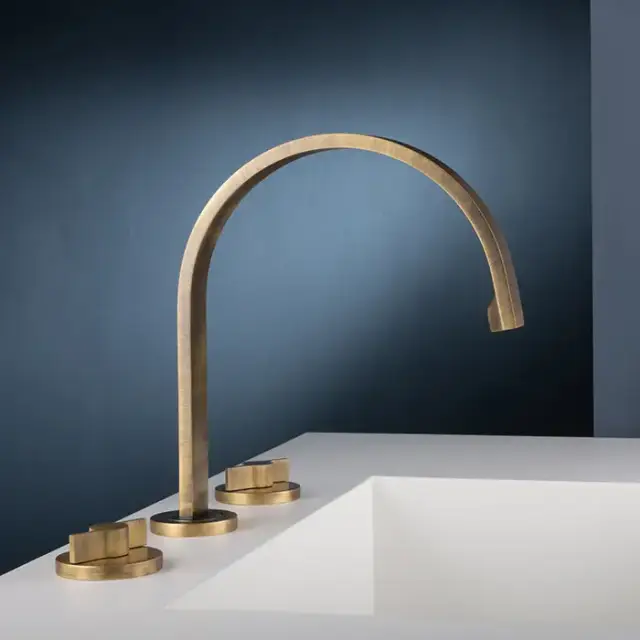 Gattoni GAS Смеситель для раковины, на 3 отв., в комплекте с донным клапаном, цвет: Matt old brass