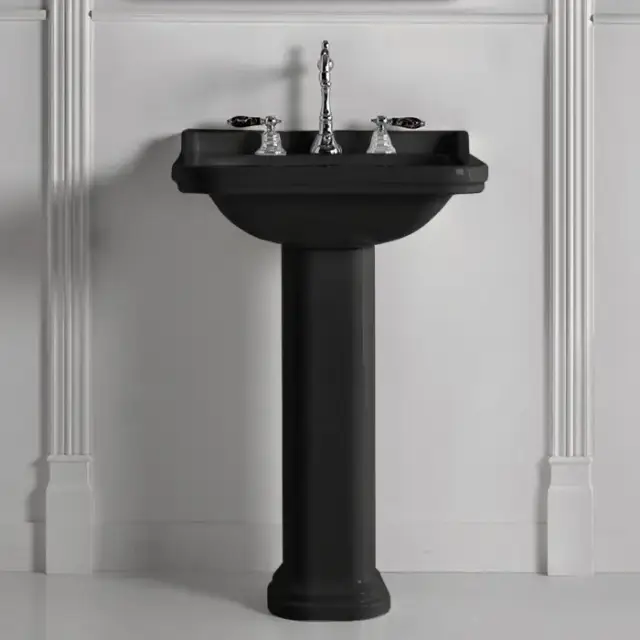 Kerasan Waldorf Раковина 60х55 см, 1 отв., с пьедесталом, керамическая, цвет: черный/хром