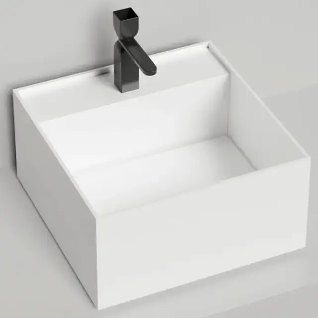 Salini Armonia Square TOP 02 Раковина накладная 45х45х25cм., с 1 отв, мат-л: S-Stone, цвет: белый матовый