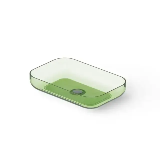 Dea Design Washbasins Раковина 58х38х12см., накладная, без отв., Glasstech, прозрачная смола, цвет: Emerald R3