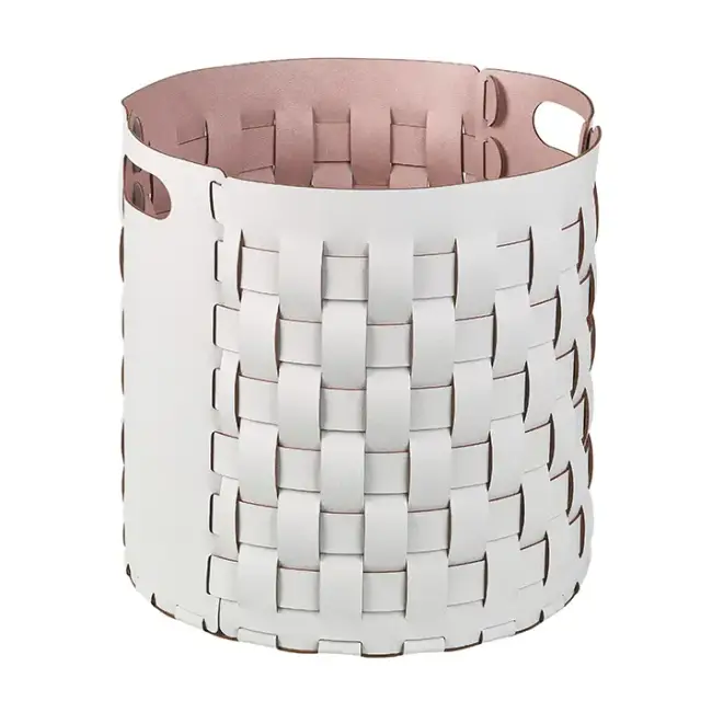 Colombo Adj Круглая корзина Bottega D40хH40см., напольная, цвет: устричный/пепельная роза