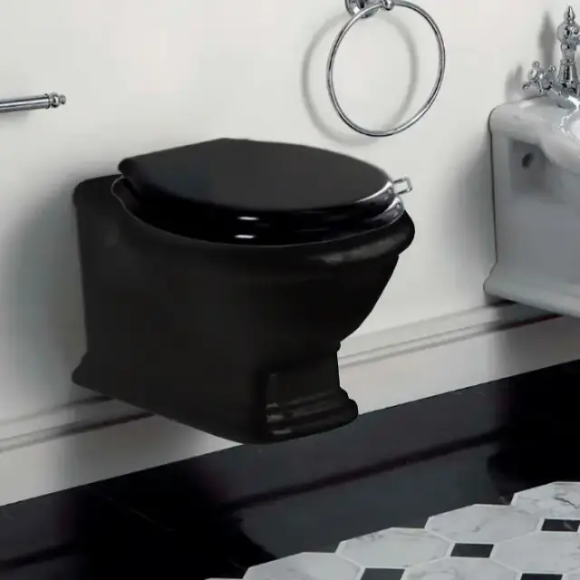 SIMAS Lante Унитаз подвесной безободковый &quot;Rimless&quot;, 53х38,5см, цвет: черный глянцевый