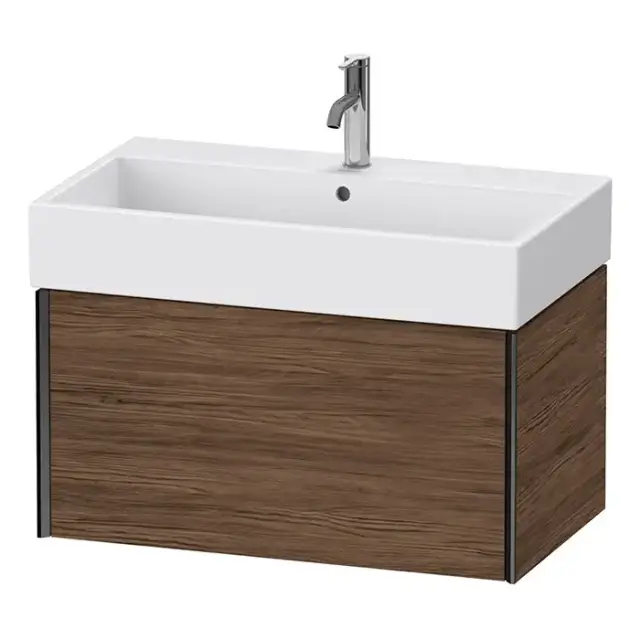 Duravit XViu Тумба подвесная 78.4x45.4x39.7см, с раковиной, 1 ящик, цвет: walnut dark/черный матовый