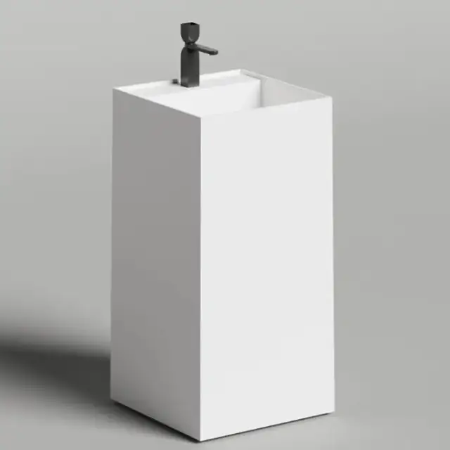 Salini Armonia Square TOP 01 Раковина напольная 45х45х90м., с 1 отв., мат-л: S-Stone, цвет: белый матовый