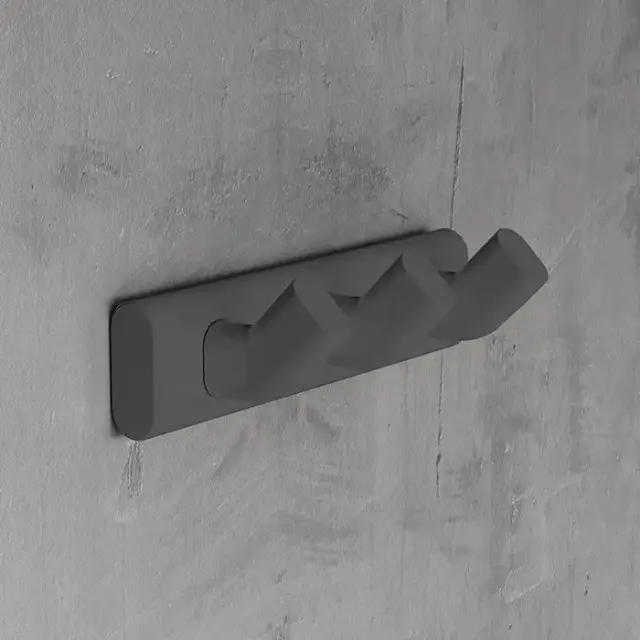 Novellini Giada Крючок тройной, подвесной, цвет: черный матовый