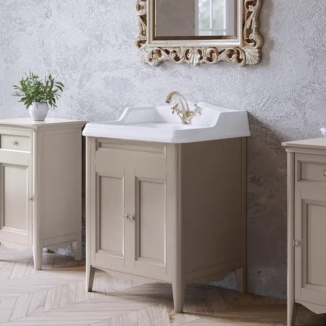 TW Veronica Nuovo комплект мебели напольный, с 2-мя дверцами, с доводчиками Blum, ручки: бронза, 68см, Цвет: tortora