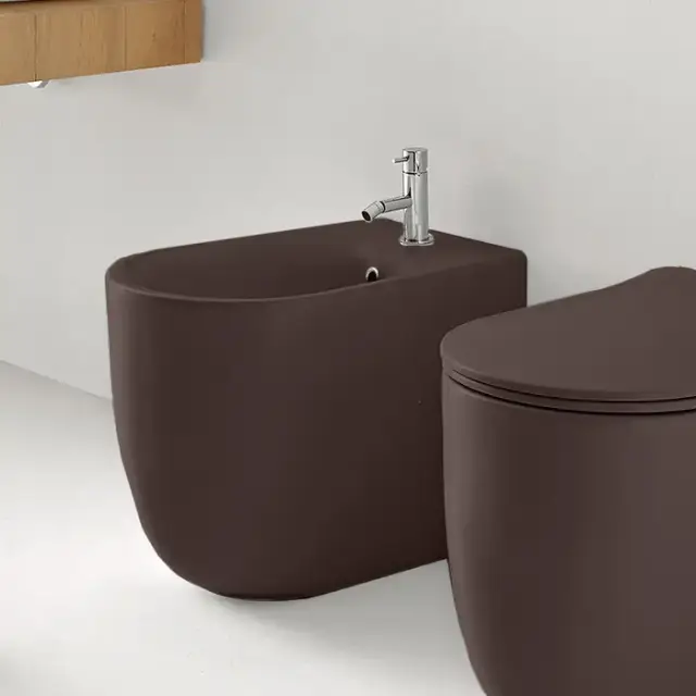 Kerasan Nolita Биде напольное с 1 отв. под смеситель 55х35 см, с креплениями WB5N, цвет: Borgogna matt