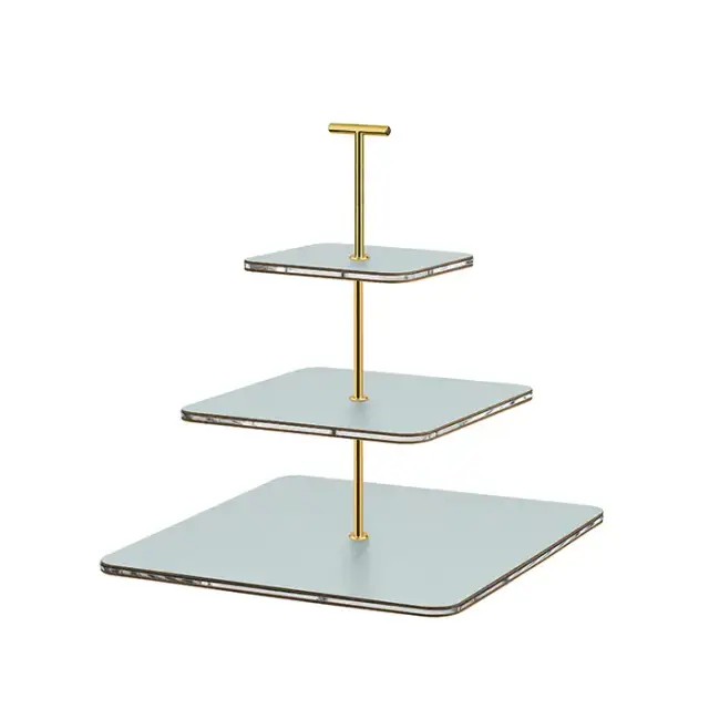 ADJ Сервировочная стойка 30x30xH35см., ручка &quot;Т&quot;, цвет: небесный голубой/фурнитура золото