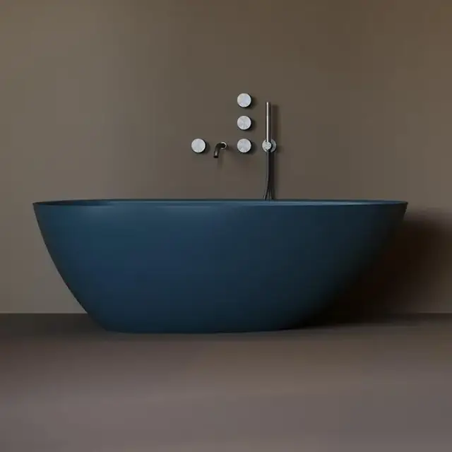 Salini Paola Ванна отдельностоящая 172х82х60см, донный клапан &quot;Up&Down&quot;, сифон, слив-перелив, материал: S-Stone, цвет: Ocean blue