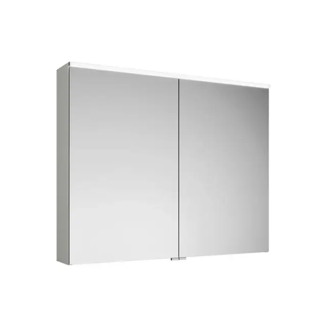 BURGBAD Eqio Зеркальный шкаф 100х80х17см, 2 зерк двери, стекл полки, LED, цвет F3437 капучино