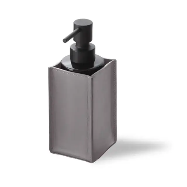 Decor Walther Nappa SSP Дозатор для жидкого мыла, настольный, натуральная кожа, цвет: дымчато-серый/черный/черный матовый