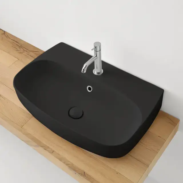 Kerasan Nolita Раковина 70х45 см, 1 отв., подвесная/накладная, цвет: чёрный матовый