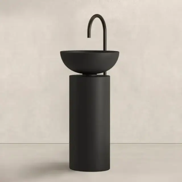 Noorth milldue edition SABA 45 Раковина напольная Ø45x90см, слив в пол, без отв., цвет: черный матовый