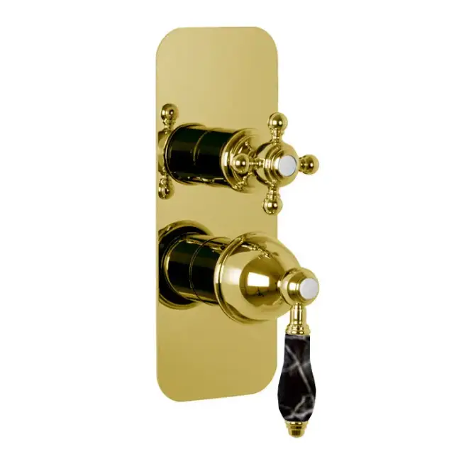 Fima Carlo Frattini Herend Смеситель для душа, встраиваемый, на 2/3 выхода, черные ручки, цвет: золото