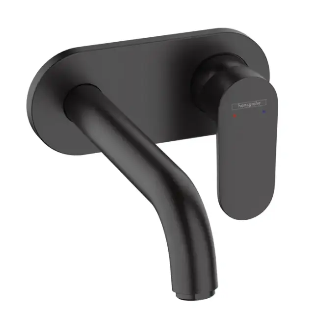 Hansgrohe Vernis Blend Смеситель для раковины, настенный, излив 204 мм, внешняя часть, цвет: матовый черный