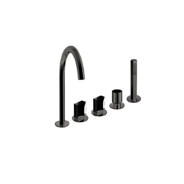 Fantini Venezia Смеситель для ванны, набортный, 5 отв., излив: 175 мм, цвет: Matt Gun Metal PVD