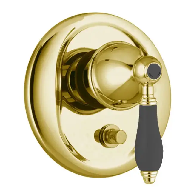 Fima Carlo Frattini Herend Смеситель для душа, встраиваемый, на 2 выхода, черные ручки, цвет: золото