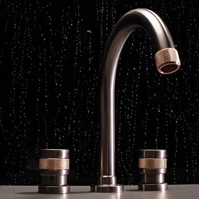 Nicolazzi Khady Смеситель для раковины на 3 отв., цвет: Black Nichel/Rose Gold