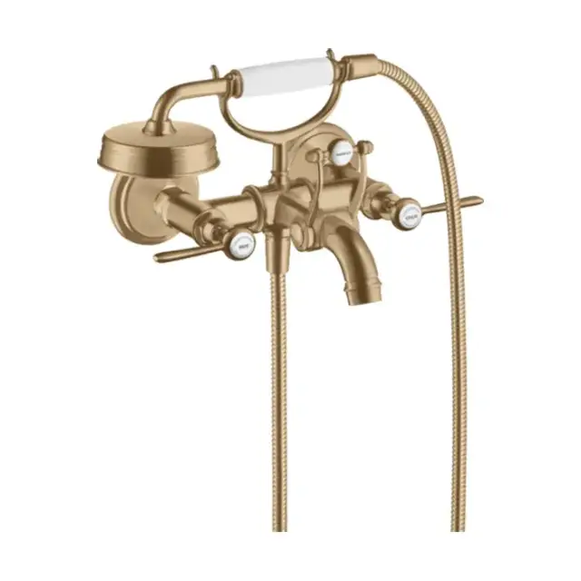 Axor Montreux Смеситель для ванны, настенный, с ручным душем, ручка: рычаг, цвет: шлифованная бронза