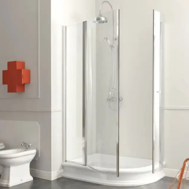 Kerasan Душевое ограждение 80х120см., &quot;полукруг&quot;, 2 дв распашн, проф.хром, стекло