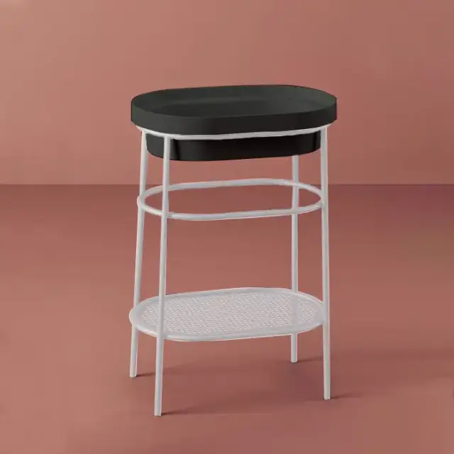 Artceram FUORI SCALA Металическая структура 36.5x58.6хh83см с раковиной без отв под смеситель, Fuori Scala ovale 58, напольная, цвет: белый матовый/черный матовый