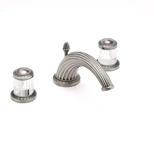 THG Malmaison crystal Смеситель для раковины на 3 отверстия, с донным клапаном, цвет: состаренный никель