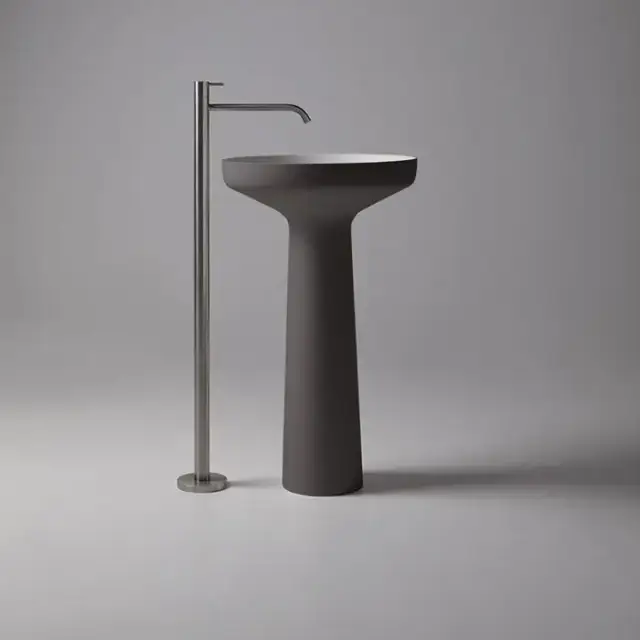 Antonio Lupi Ago Раковина 50х85 см, без отв., напольная, слив в пол, с сифоном, гибким шлангом и донным клапан, Flumood, внешний цвет: Creta, внутри белый