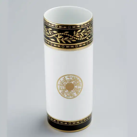 THG MARQUISE NOIR DECOR OR Ваза керамическая, настольная, декор черный/золото, цвет: белый