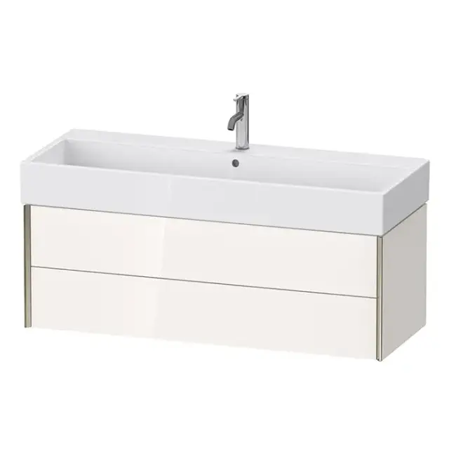 Duravit XViu Тумба подвесная 118.4x45.4x39.7см, с раковиной, 2 ящика, цвет: белый глянцевый/champagne matt