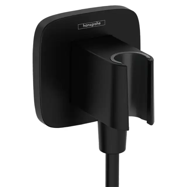 Hansgrohe FixFit Q Шланговое подсоединение с держателем ручного душа, настенный, цвет: черный матовый