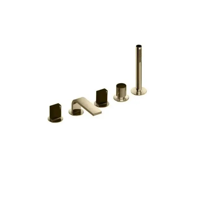 Fantini Venezia In Смеситель для ванны, набортный, 5 отв., излив: 160 мм, цвет: Matt British Gold PVD