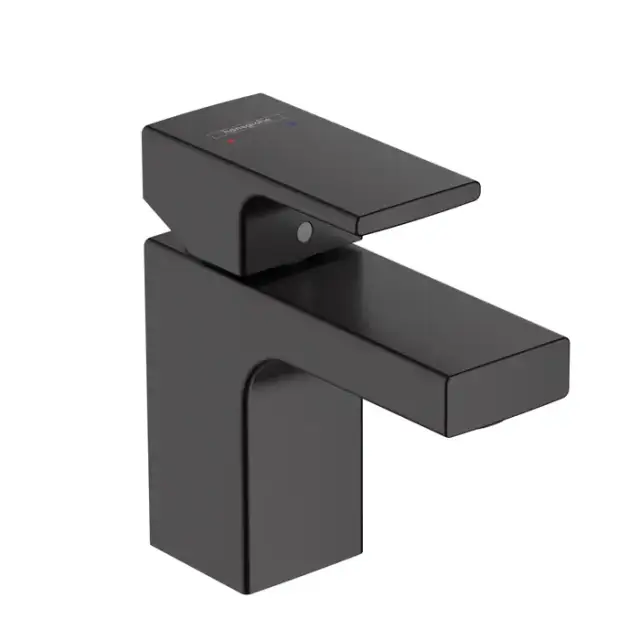 Hansgrohe Vernis Shap Смеситель для раковины, излив 70 мм, с донным клапаном, цвет: матовый черный
