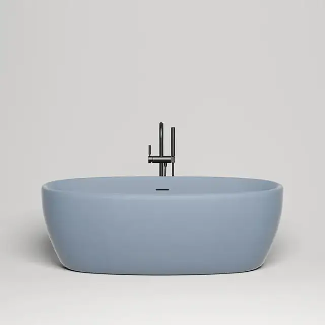 Salini Luce Ванна отдельностоящая 170х85х58cм., донный клапан &quot;Up&Down&quot;, сифон, слив-перелив, материал: S-stone, цвет: Pigeon blue матовый